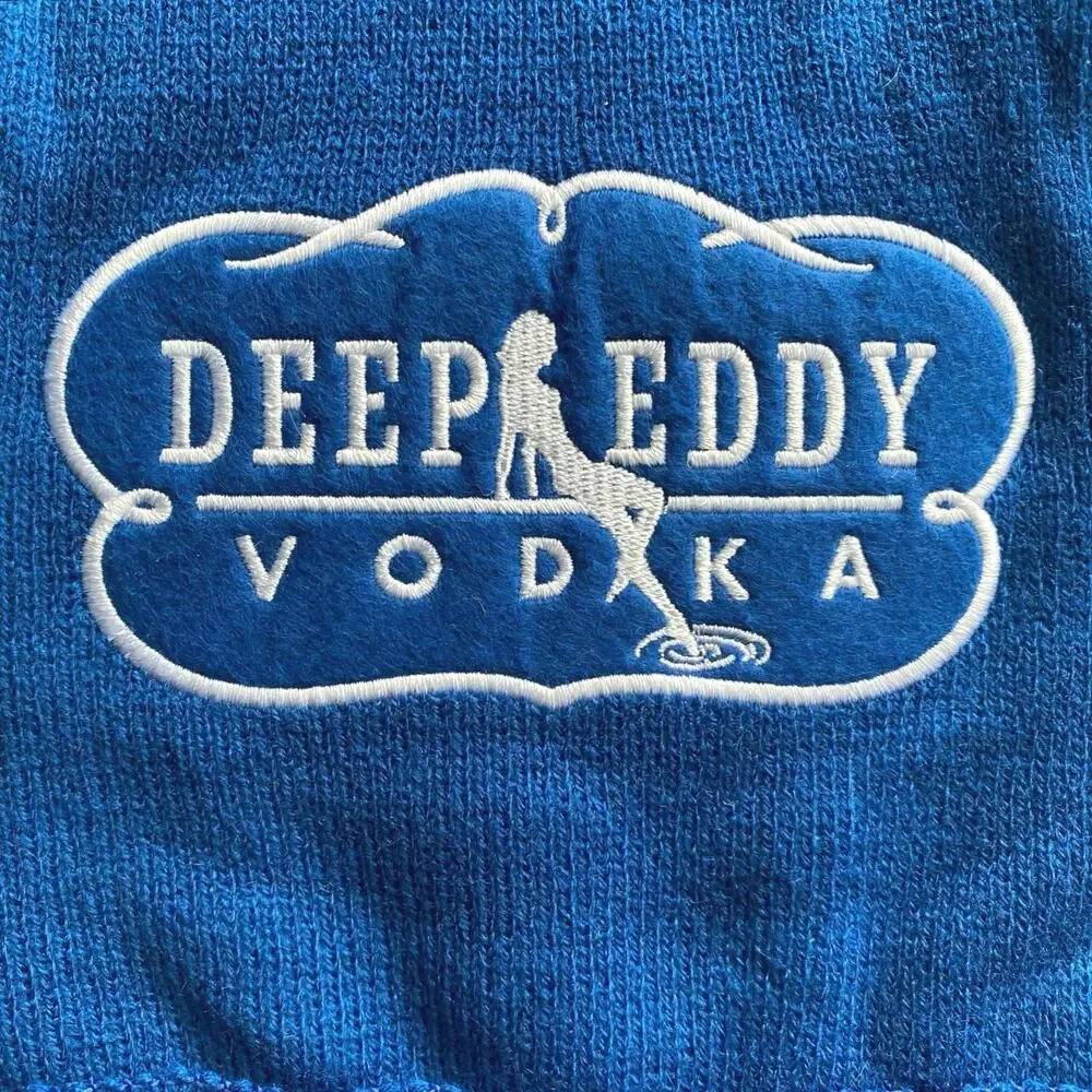 NEW DEEP EDDY VODKA Winter Striped Knit Scarf w Fringe & Embroidered‎ Patches